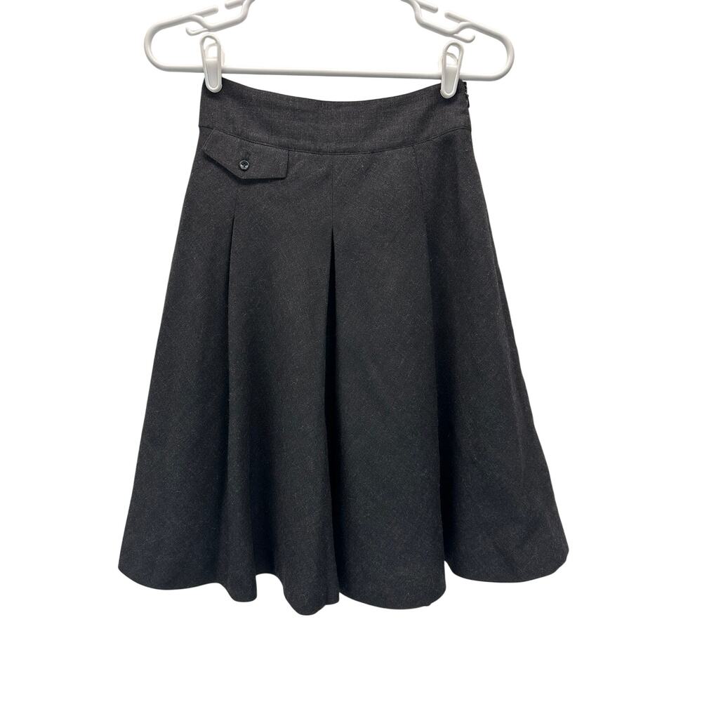 Ted Baker Dark Grey Wool Box Pleat Skirt Size 1/Small